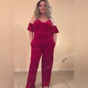 Red Off-Shoulder Jumpsuit
